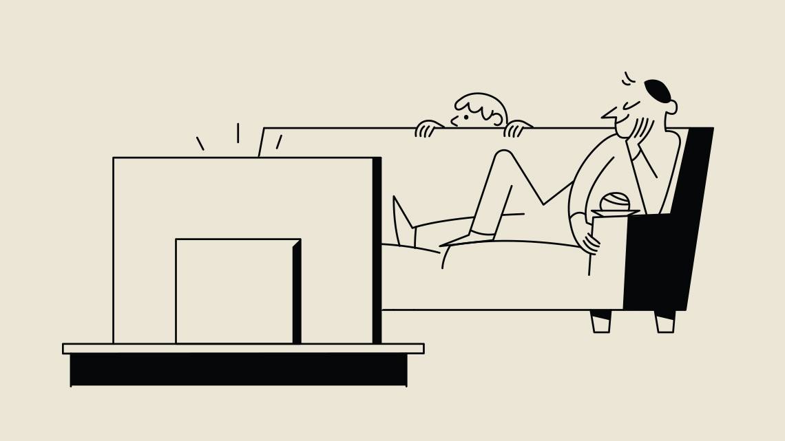 Illustration man i tv-soffa
