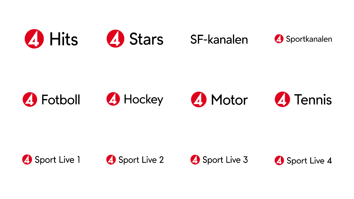 Översikt av TV4 Sport Max-kanaler med logotyper och sportinnehåll.