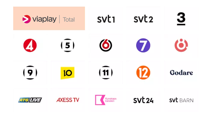 18 tv-kanal logoer & viaplay total logo