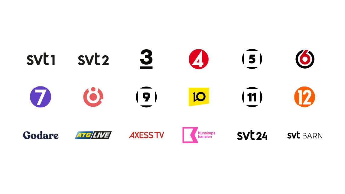 18 svenska tv-kanaler ingår!