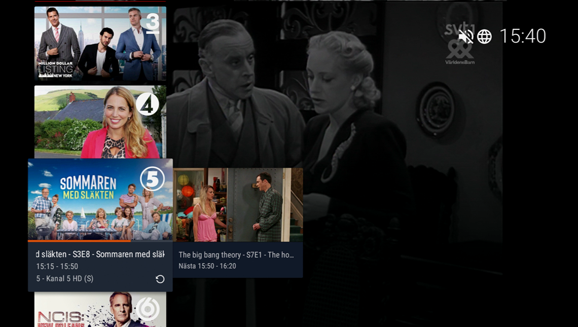 Genväg till kanallistan