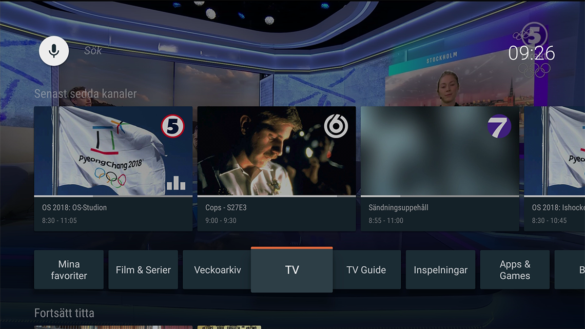 Söka i Canal Digital huvudmenyn