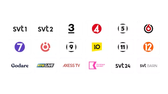 18 svenska tv-kanaler ingår!